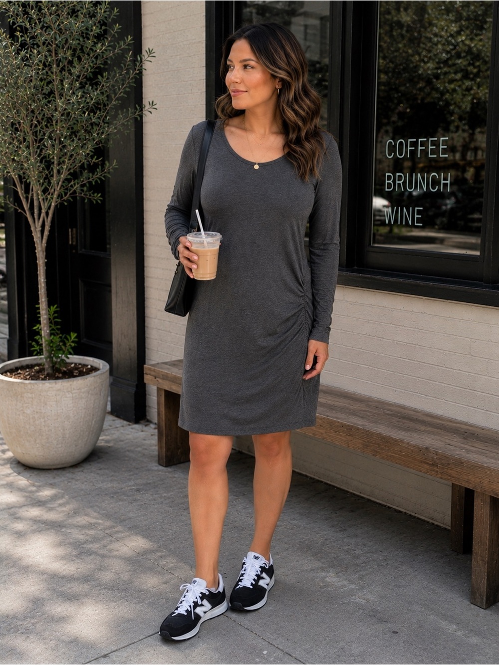 Banana Republic Dark Gray Ruched Jersey Dress